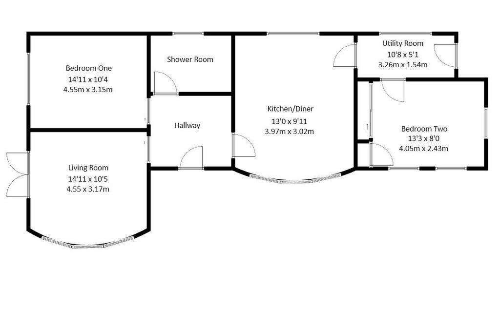 2 bedroom detached bungalow for sale - floorplan