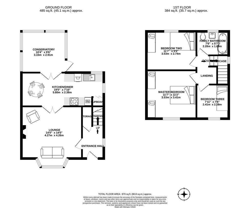 3 bedroom semi-detached house for sale - floorplan