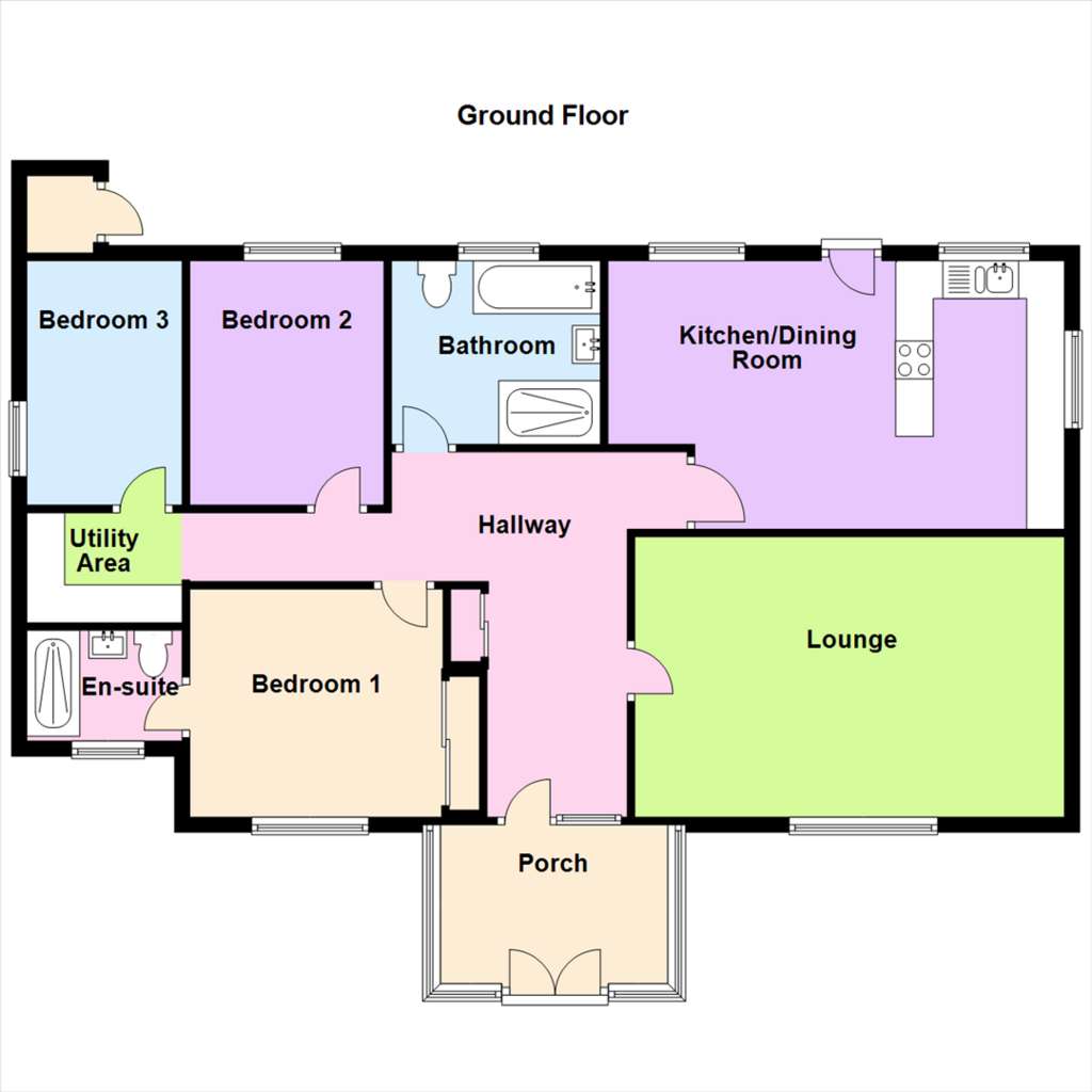 3 bedroom bungalow for sale - floorplan