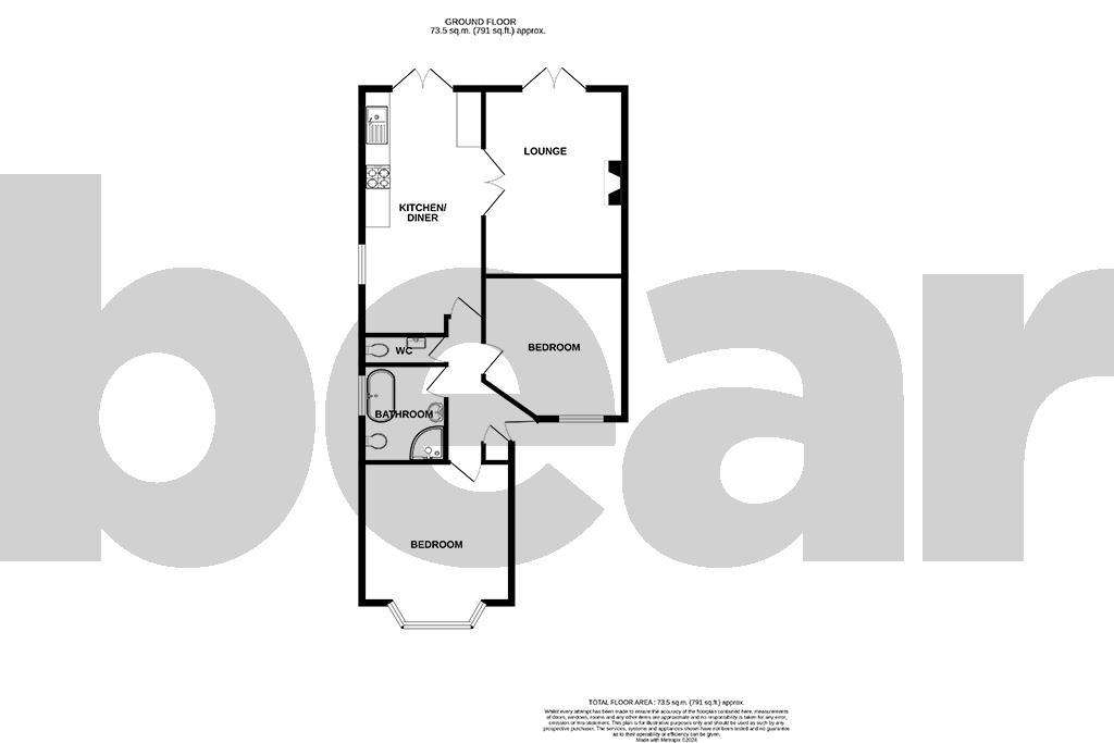 2 bedroom semi-detached bungalow for sale - floorplan