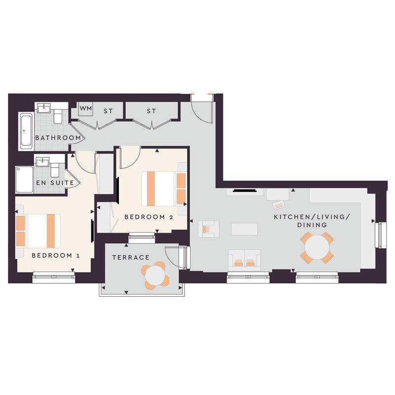 2 bedroom flat for sale - floorplan