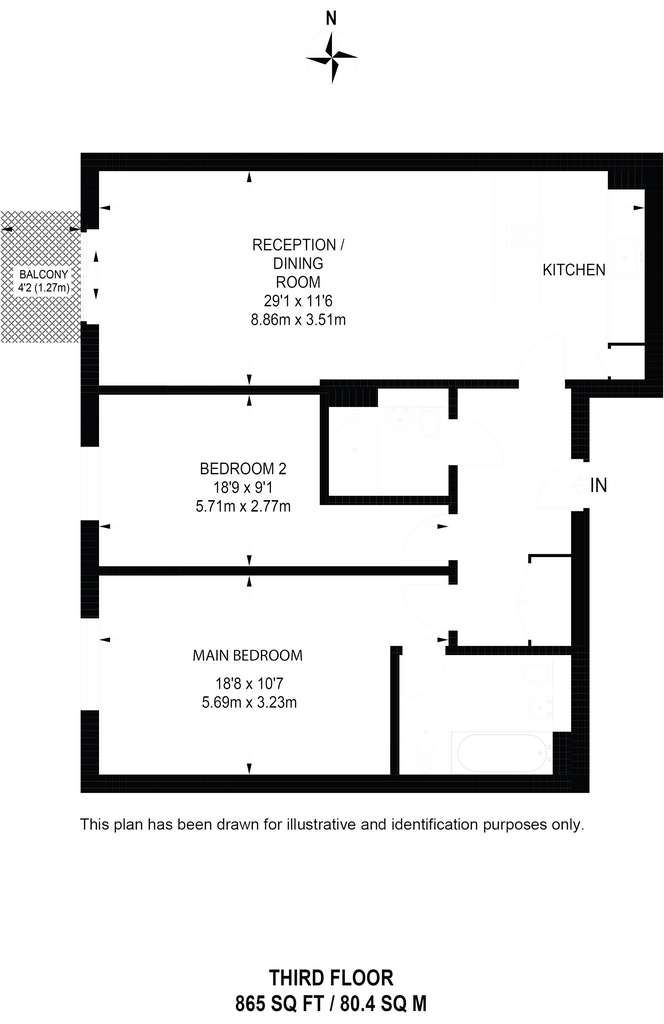 2 bedroom flat to rent - floorplan