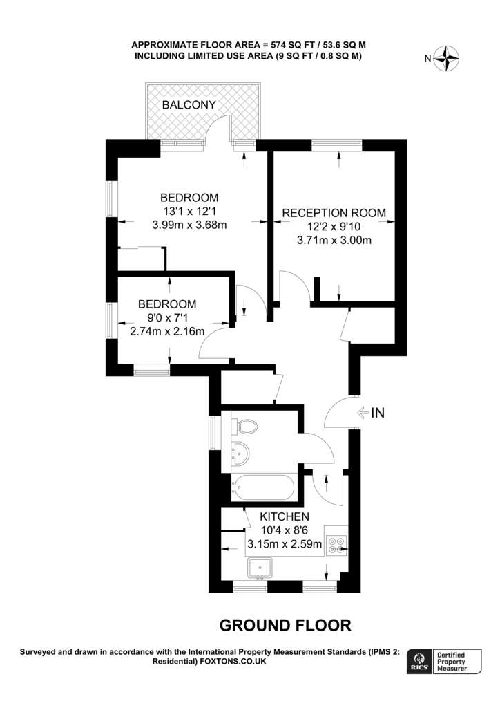 2 bedroom flat to rent - floorplan