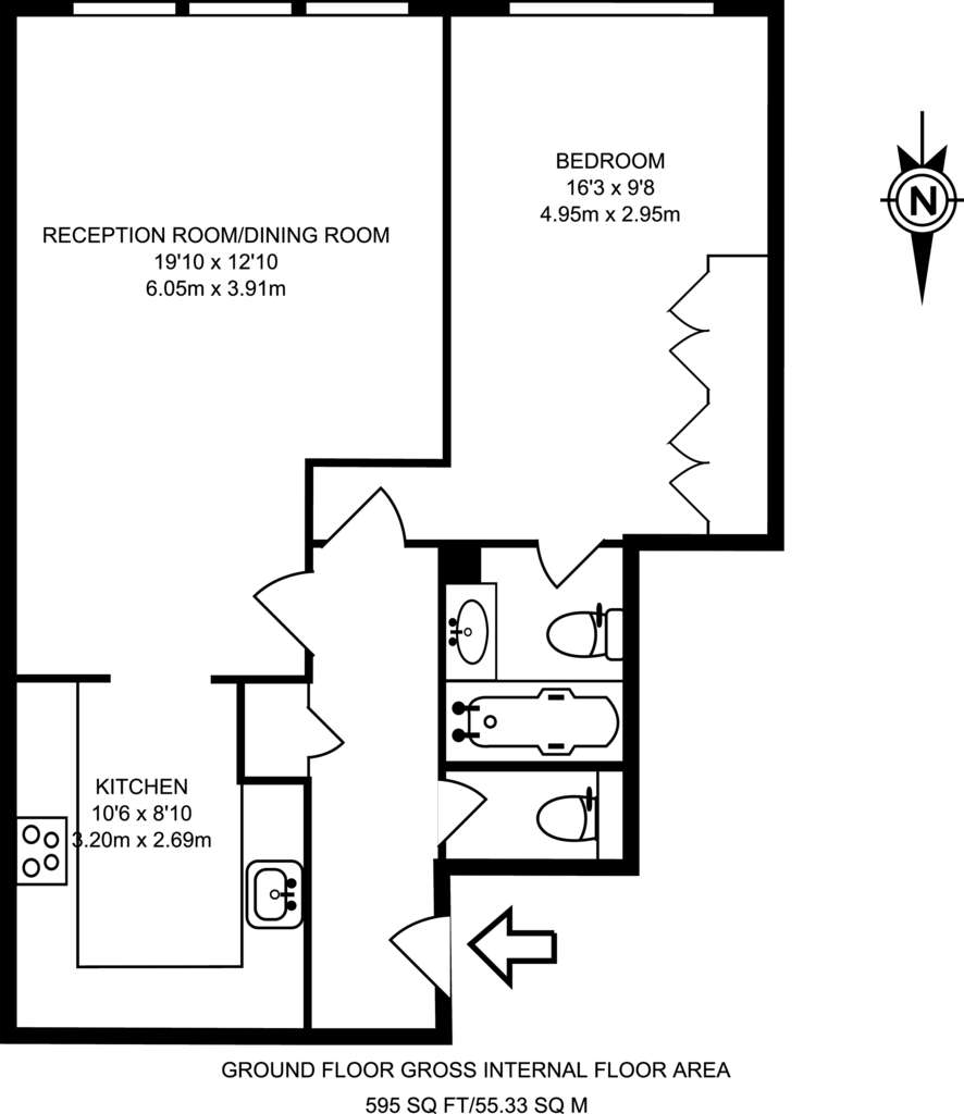 1 bedroom flat to rent - floorplan