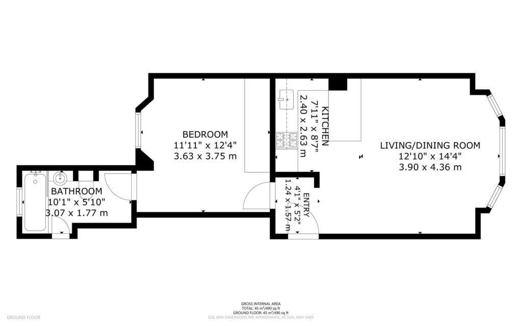 1 bedroom flat to rent - floorplan