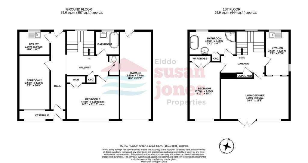 3 bedroom semi-detached house for sale - floorplan