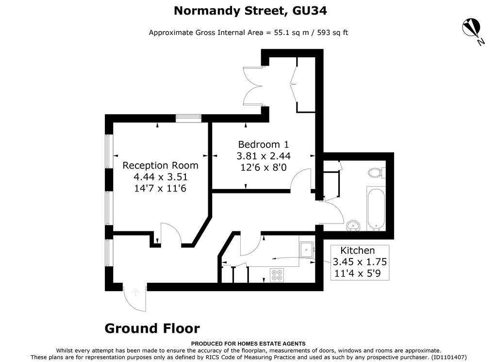 1 bedroom flat for sale - floorplan