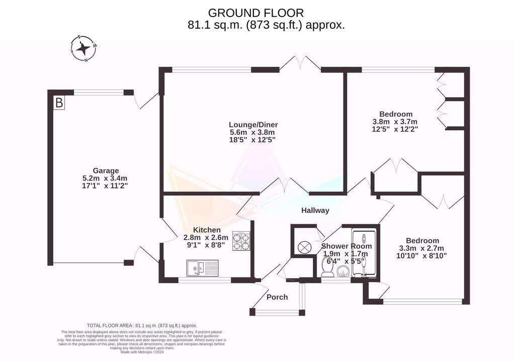 2 bedroom detached bungalow for sale - floorplan