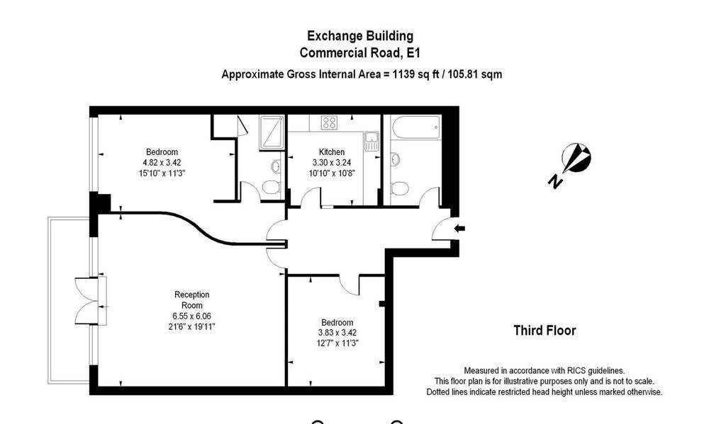 2 bedroom flat to rent - floorplan