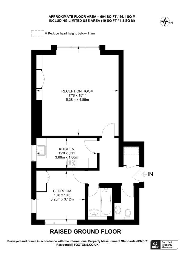 1 bedroom flat to rent - floorplan