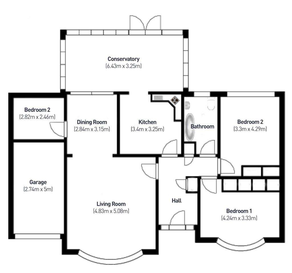 3 bedroom detached bungalow for sale - floorplan