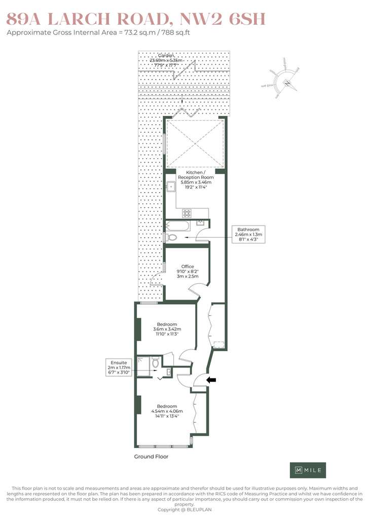 3 bedroom ground floor flat to rent - floorplan