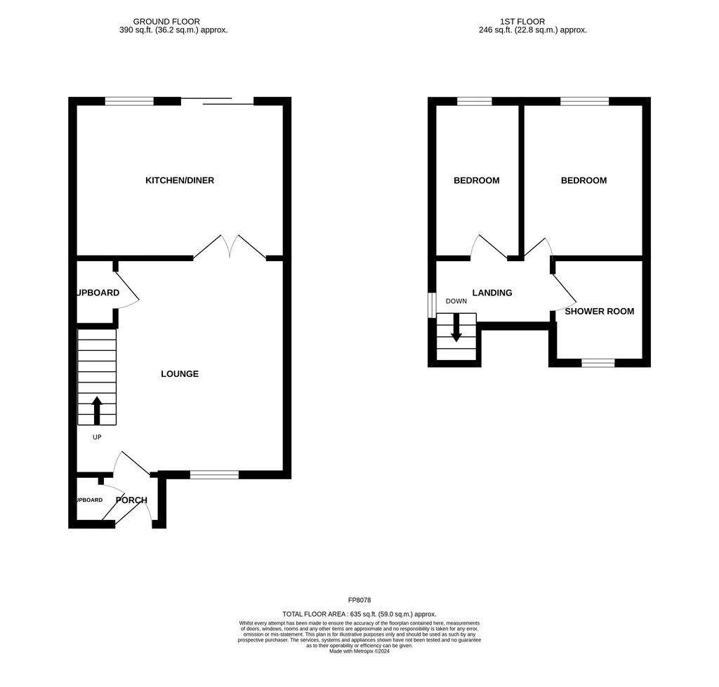 2 bedroom semi-detached house for sale - floorplan