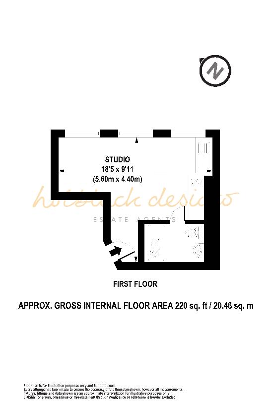 Studio flat for sale - floorplan