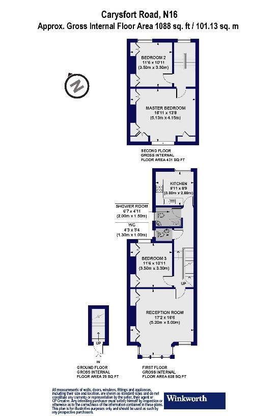 3 bedroom flat for sale - floorplan