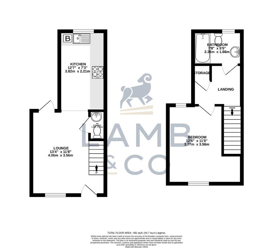 1 bedroom end of terrace house for sale - floorplan