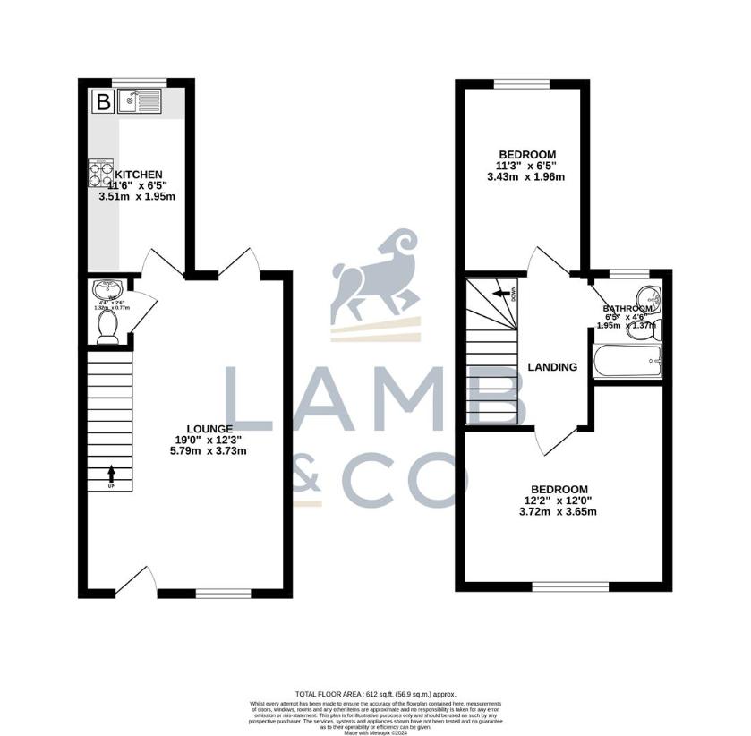 2 bedroom terraced house for sale - floorplan