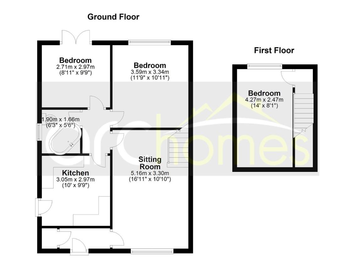 3 bedroom bungalow for sale - floorplan