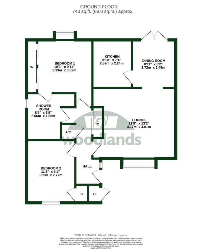 2 bedroom bungalow for sale - floorplan