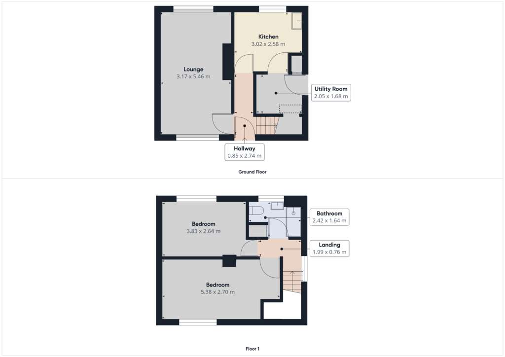 2 bedroom semi-detached house to rent - floorplan