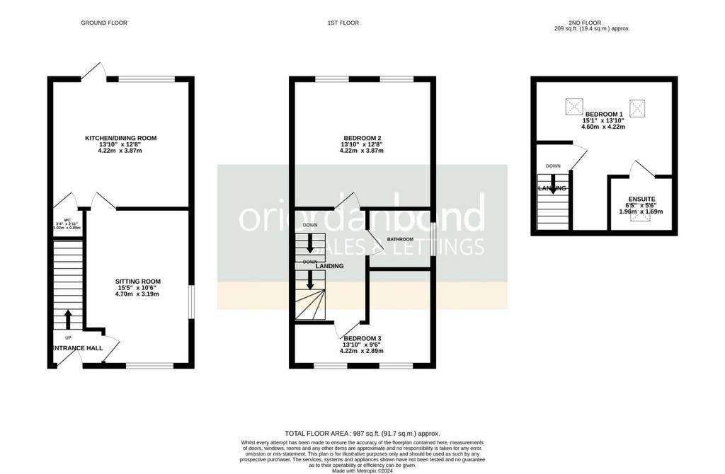 3 bedroom end of terrace house for sale - floorplan