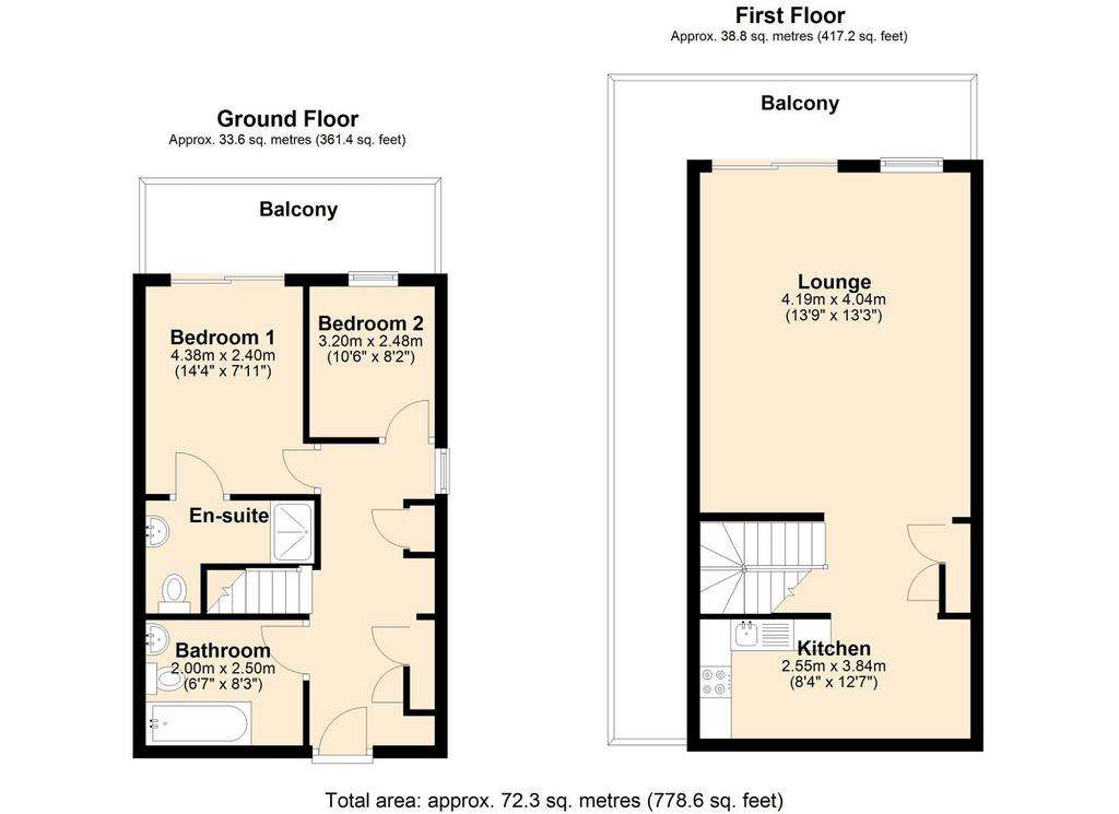 2 bedroom duplex apartment for sale - floorplan