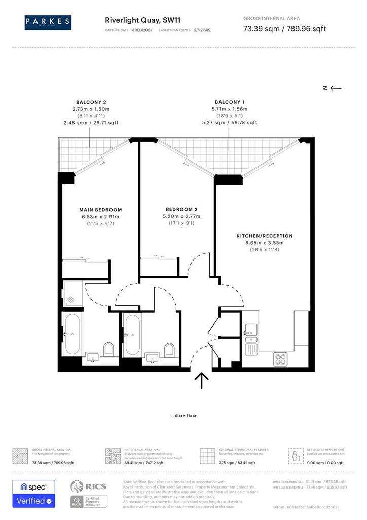 2 bedroom flat to rent - floorplan