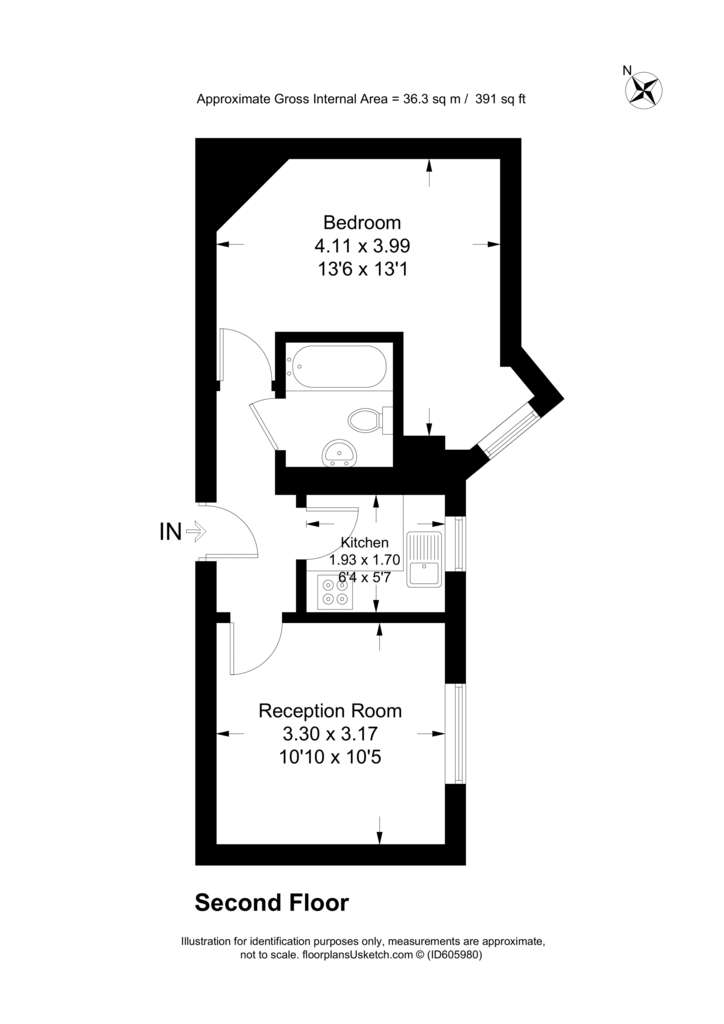 1 bedroom flat to rent - floorplan