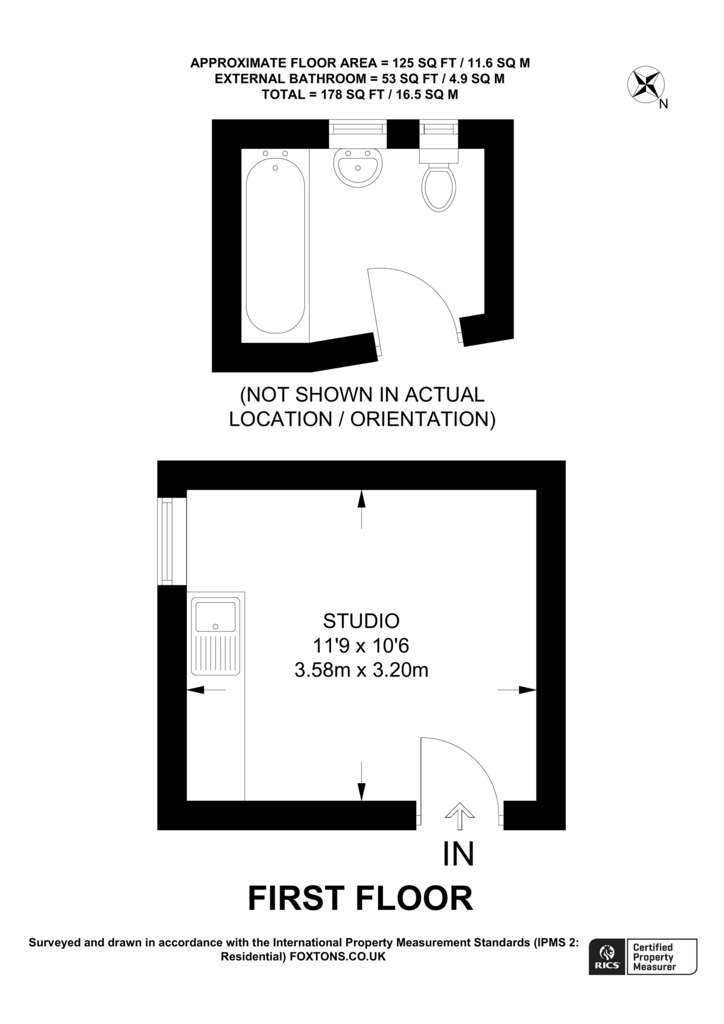 Studio flat to rent - floorplan