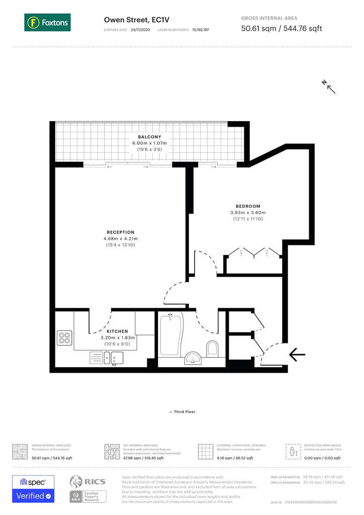 1 bedroom flat to rent - floorplan