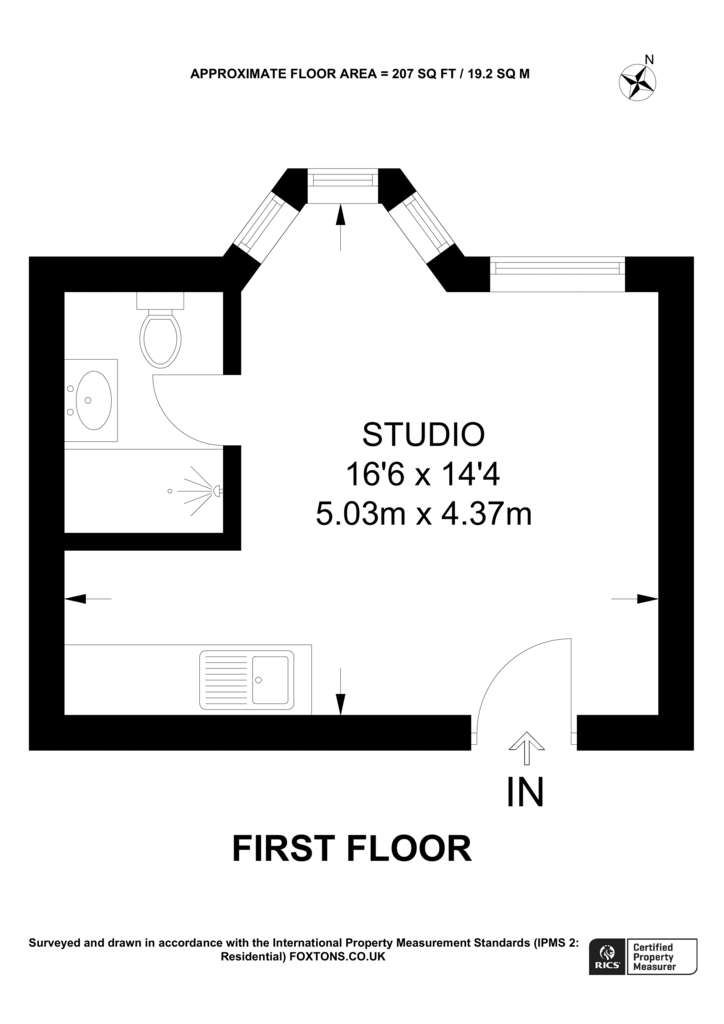 Studio flat to rent - floorplan