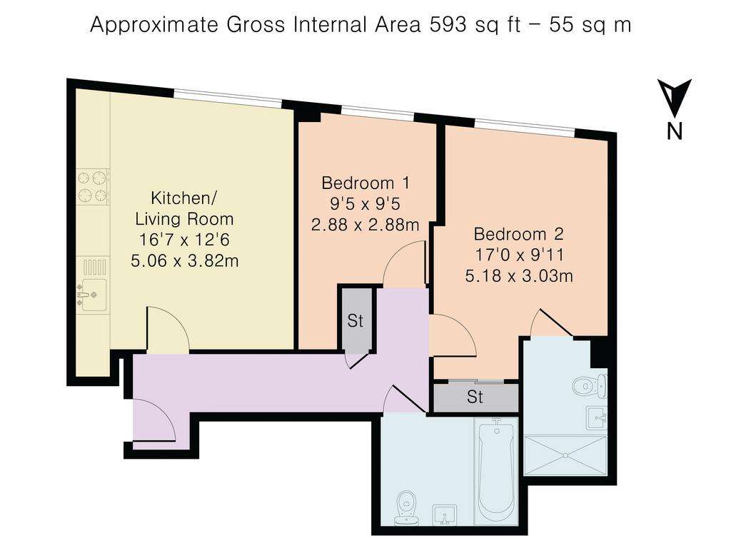 2 bedroom flat for sale - floorplan