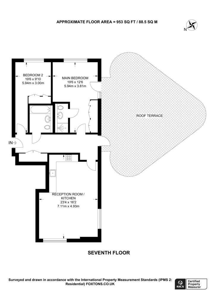 2 bedroom flat to rent - floorplan