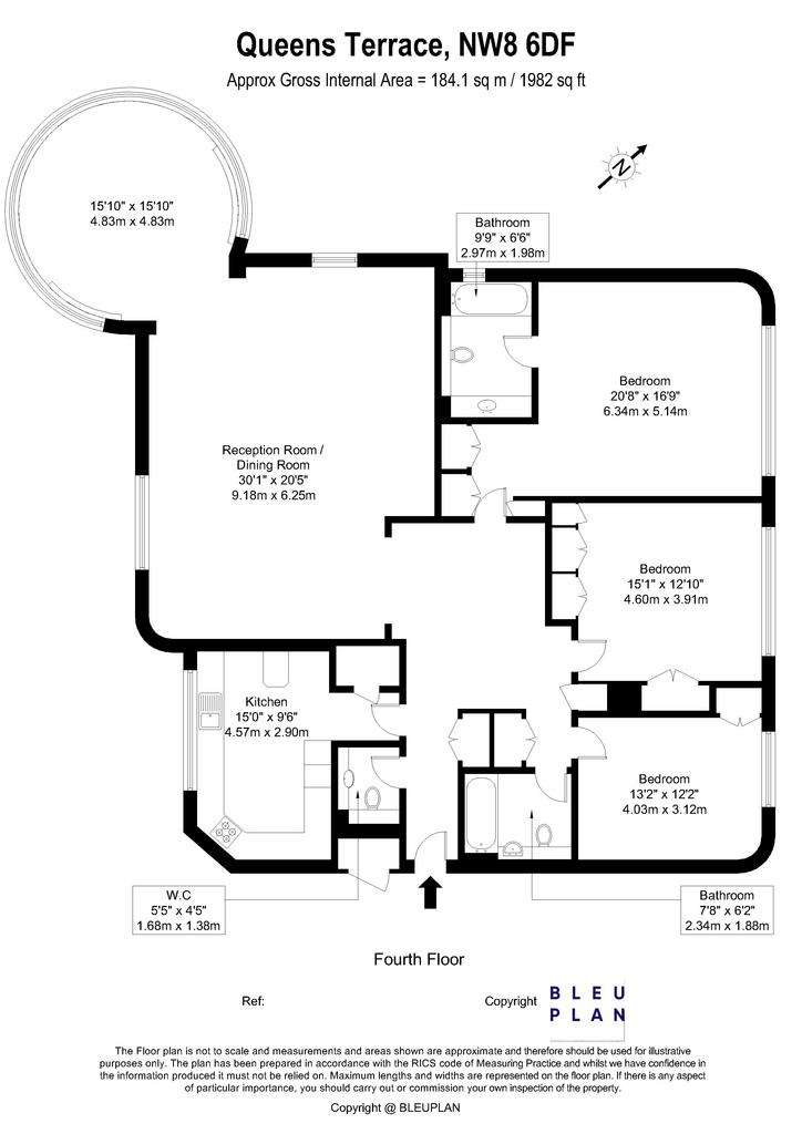 3 bedroom flat to rent - floorplan