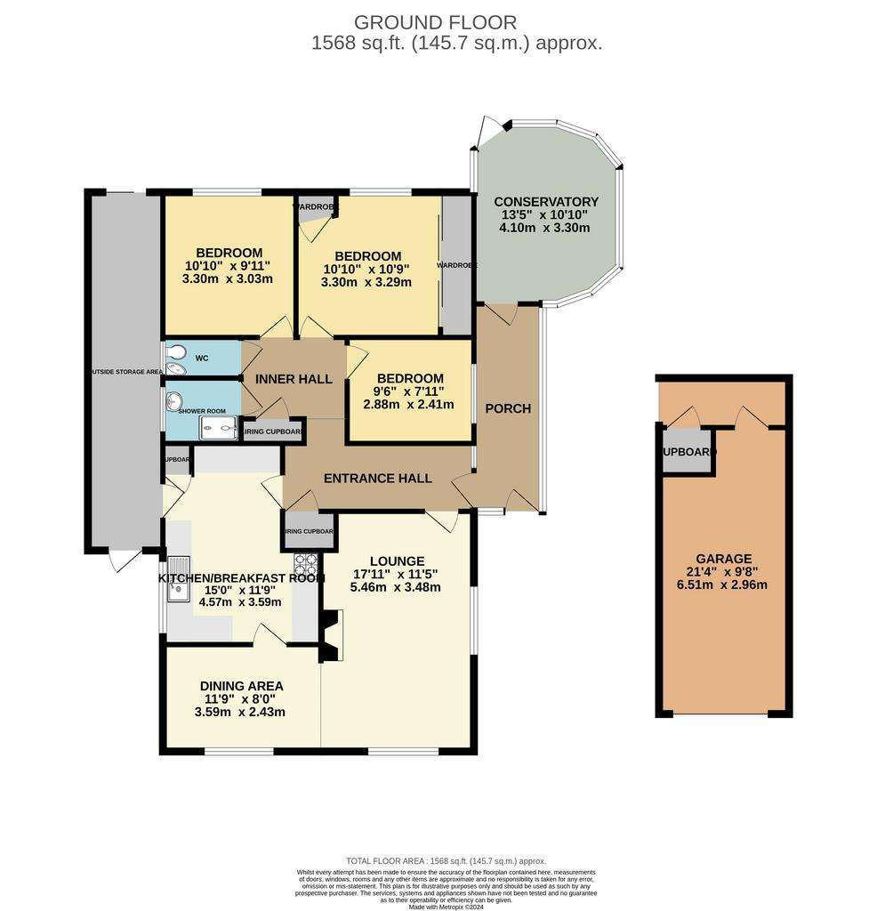 3 bedroom bungalow for sale - floorplan