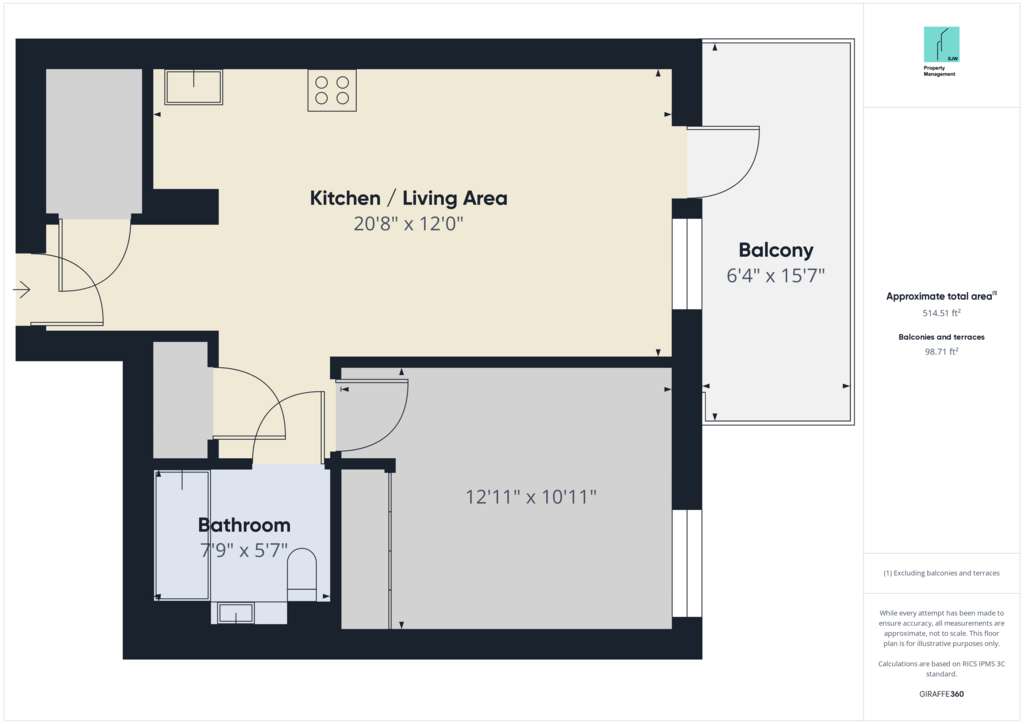 1 bedroom flat to rent - floorplan