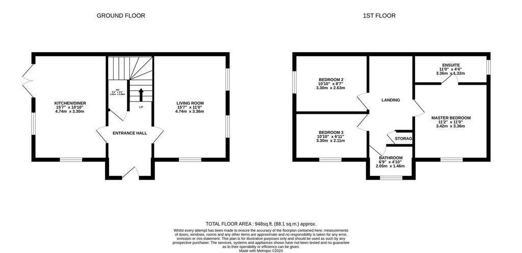 3 bedroom semi-detached house for sale - floorplan