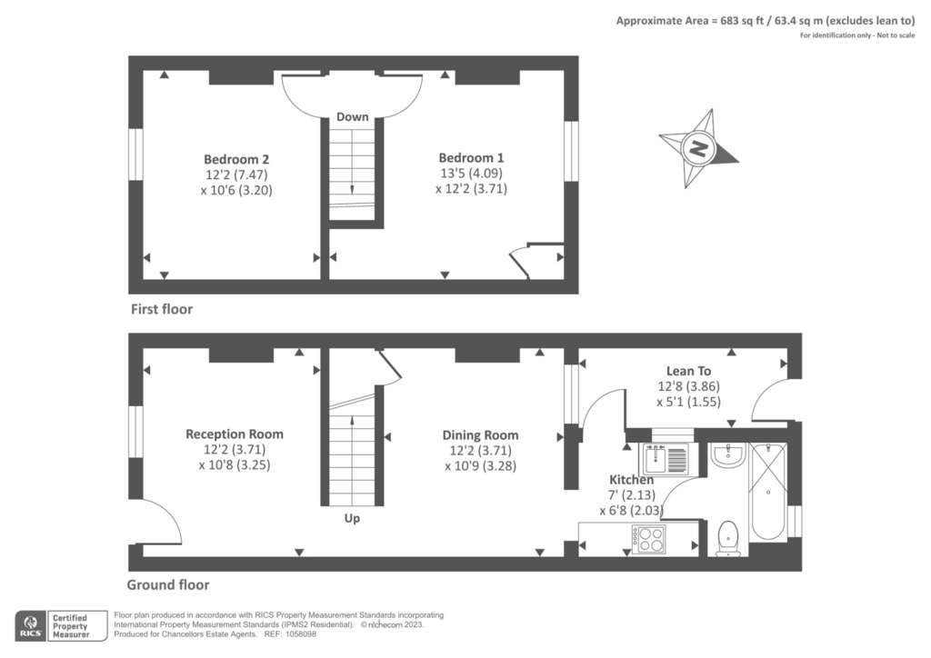 2 bedroom terraced house for sale - floorplan