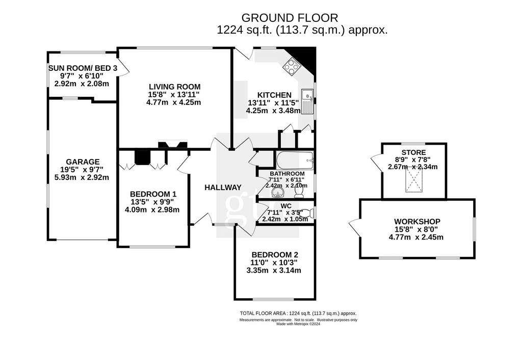 2 bedroom bungalow for sale - floorplan