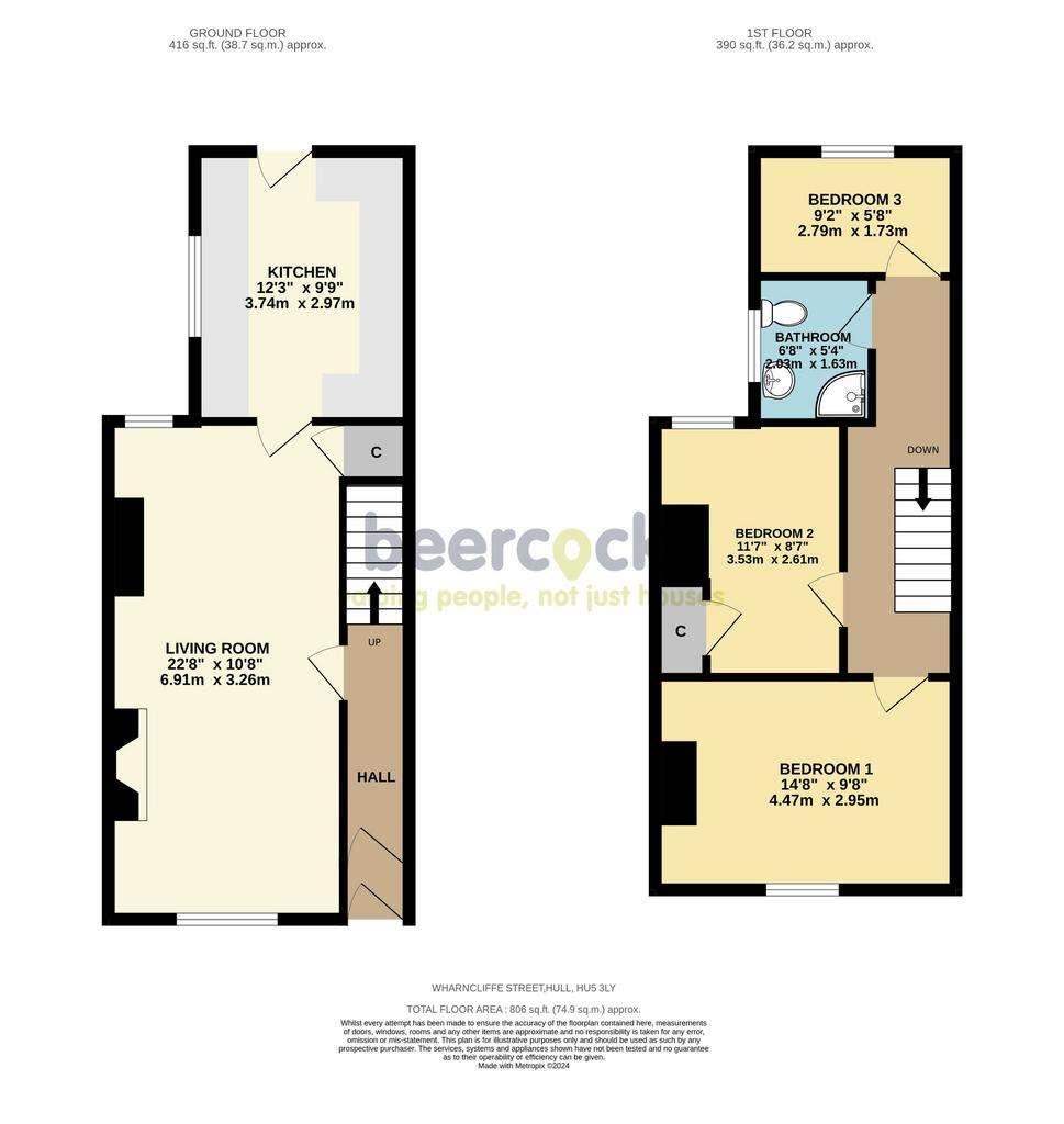 3 bedroom terraced house for sale - floorplan