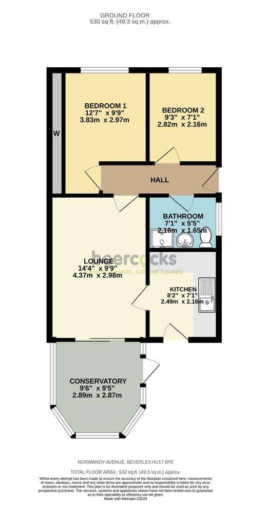 2 bedroom semi-detached bungalow for sale - floorplan