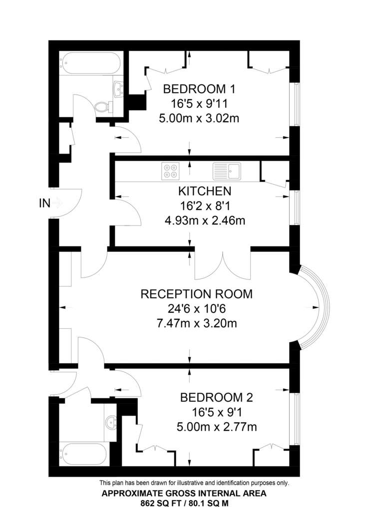 2 bedroom flat to rent - floorplan