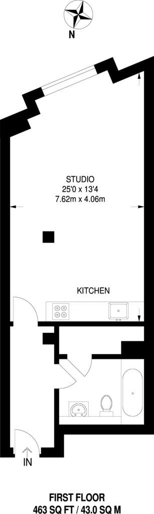 Studio flat to rent - floorplan