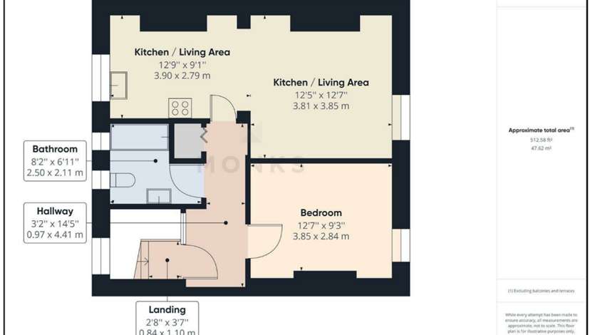 1 bedroom flat for sale - floorplan