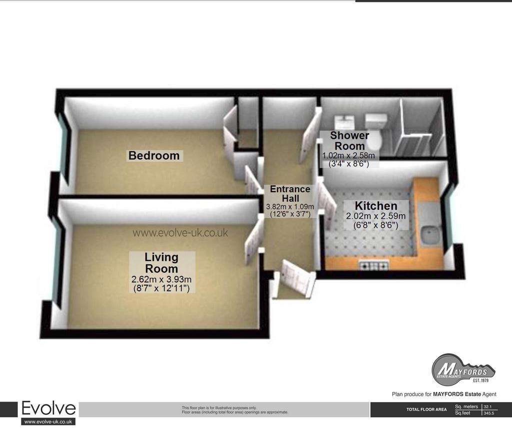 1 bedroom flat to rent - floorplan