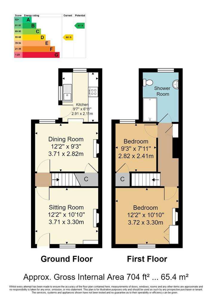 2 bedroom terraced house for sale - floorplan