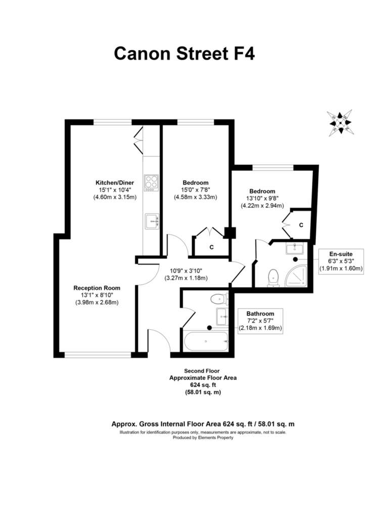 2 bedroom flat to rent - floorplan