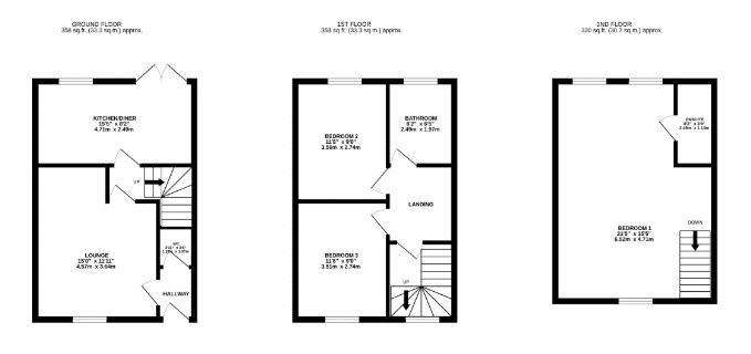 3 bedroom terraced house for sale - floorplan