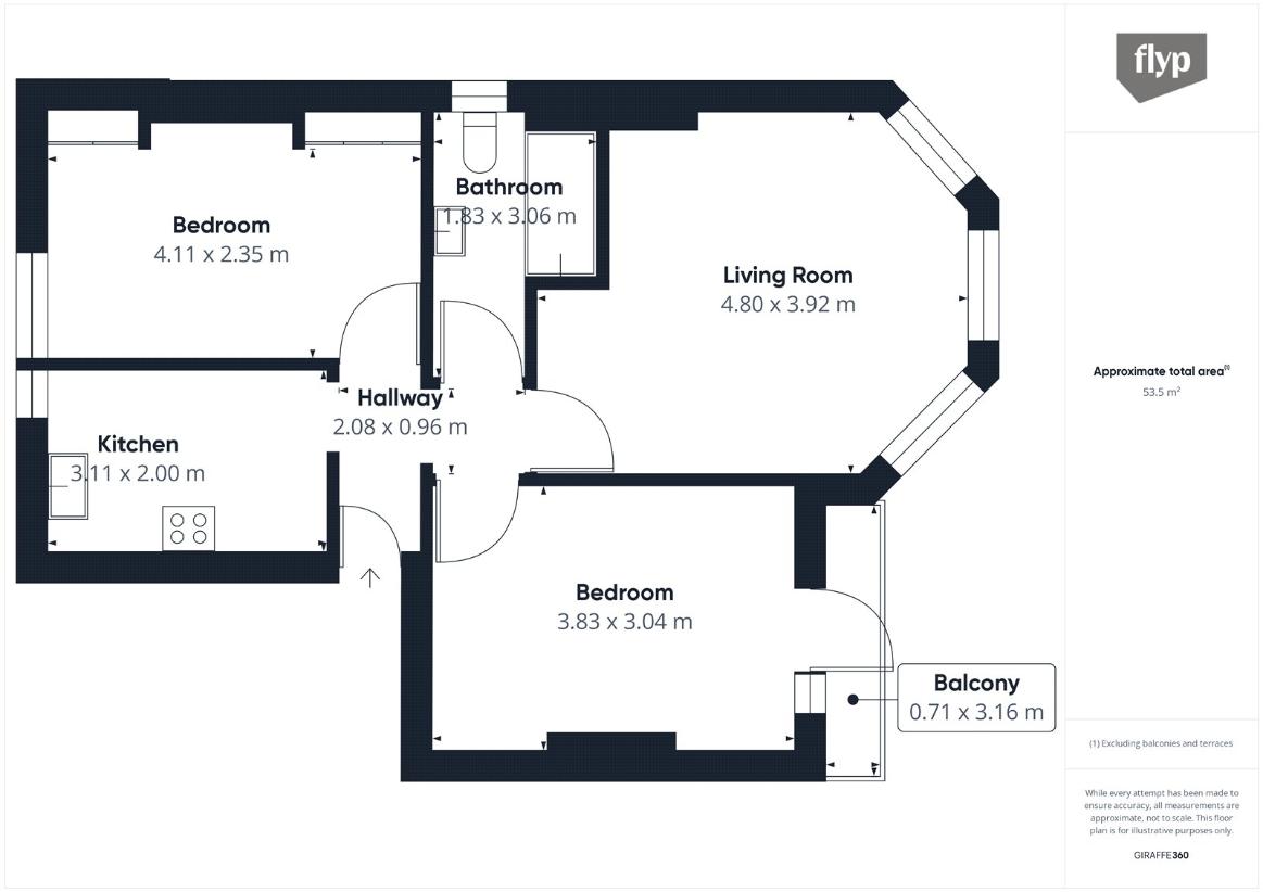 2 bedroom flat for sale - floorplan