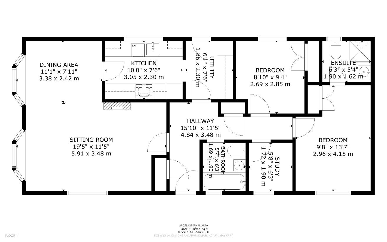 3 bedroom bungalow for sale - floorplan